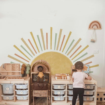 JoyuHome Watercolor Boho Sun Wall Decals Peel And Stick Sunrise Stickers