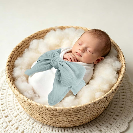 Man Fai Sky Newborn Swaddle Sash, Soft Muslin Bow Decorative Strap for Swaddles, Adorable Maternity Bow Sash, 70x5.5