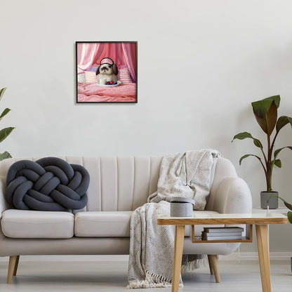 Stupell Industries Bunny With Breakfast In Bed Framed Giclee Art, Black, 17 X 17 Inches
