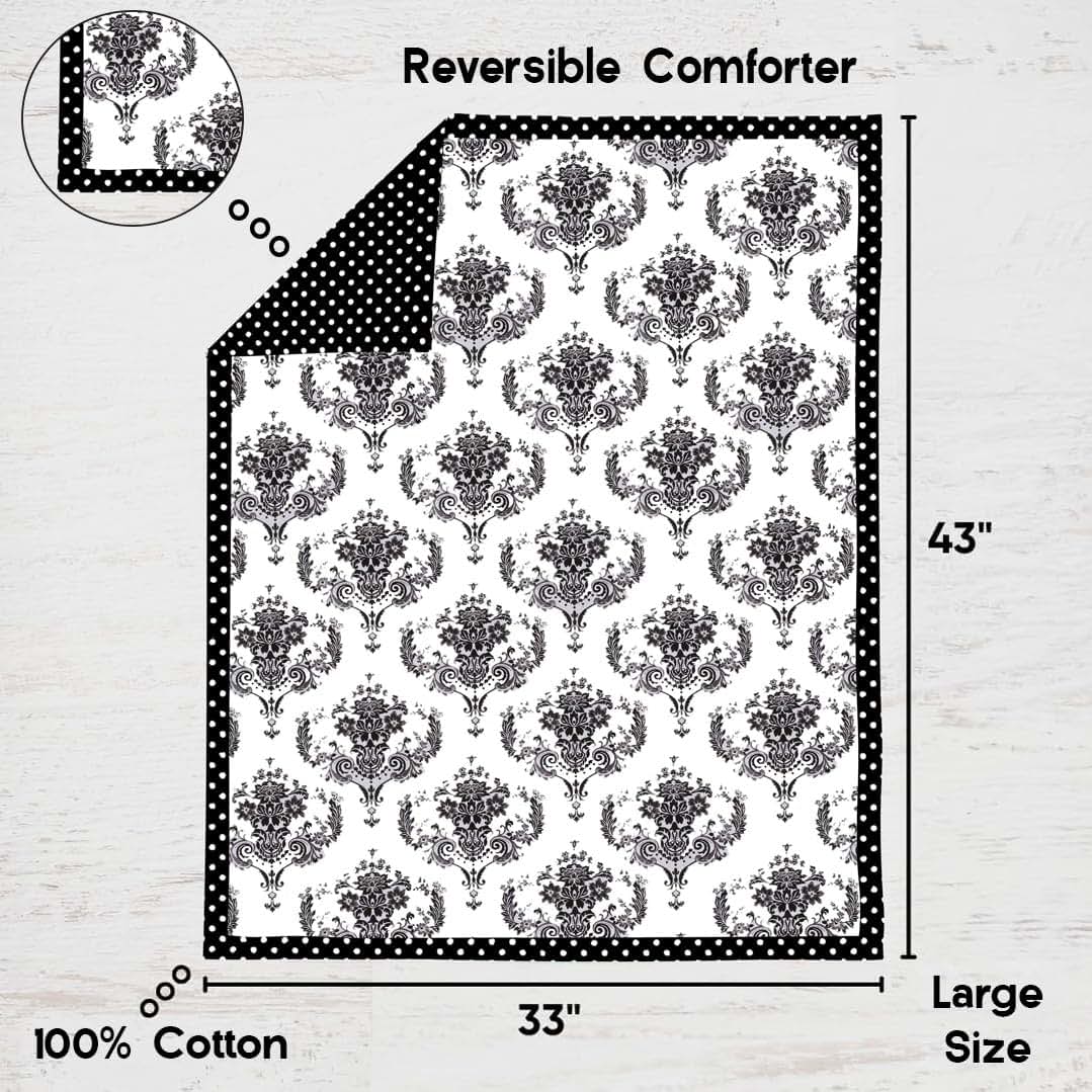 Bacati Classic Damask Black/Grey/White Neutral Crib Bedding Set 10 pc Crib Bedding Set with 2 Crib Fitted Sheets (photo 3)