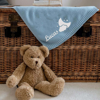 Noni Personalized Cotton Knit Baby Blanket, Embroidered Name, Custom Name, Newborn, Stroller Blanket (photo 2)