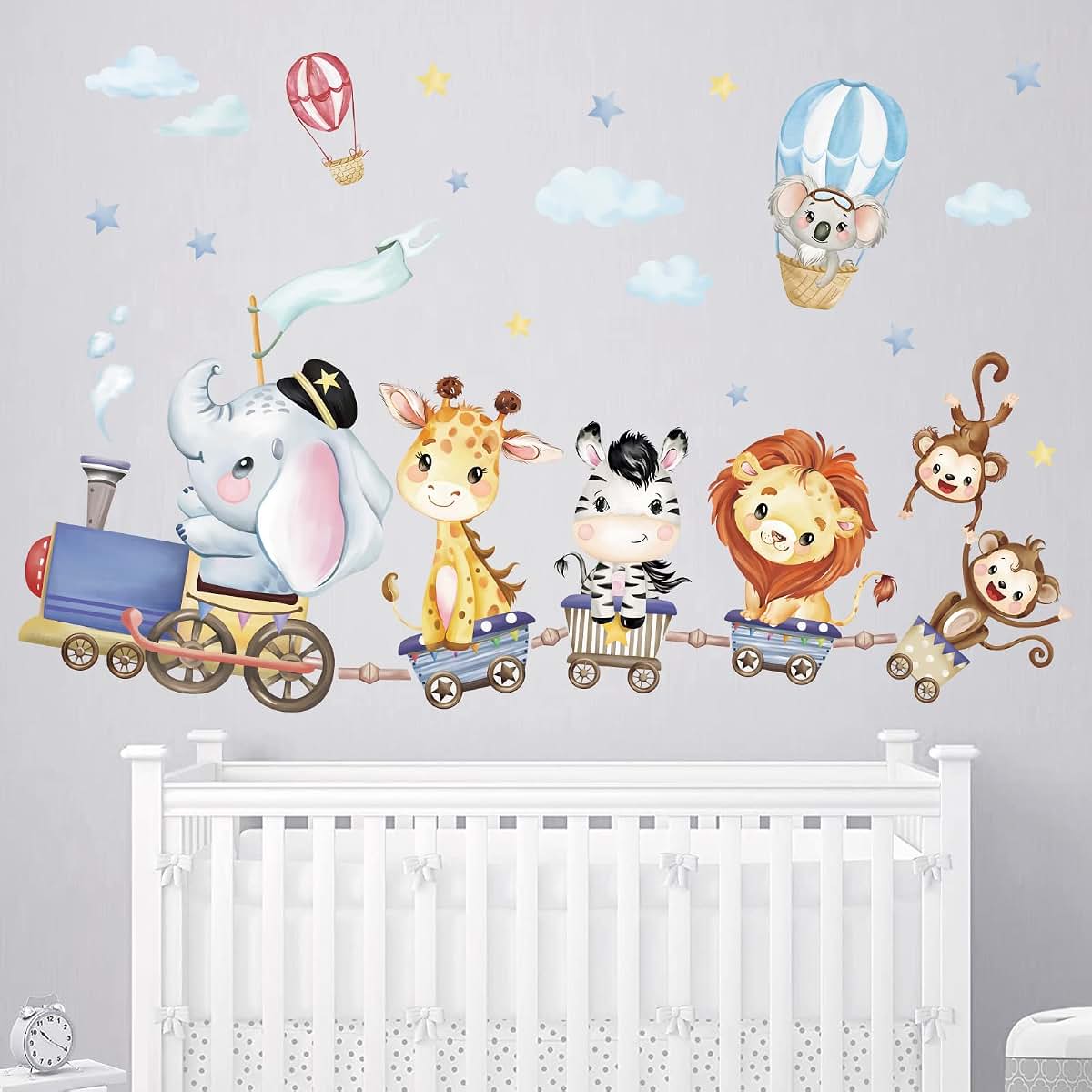 Wondever Animal Train Wall Decals Jungle Animals Elephant Wall Stickers