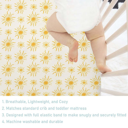 Dpjkevw Tribal Sun Totem Fitted Crib Sheet, Golden Polyester Nursery Bedding (photo 4)