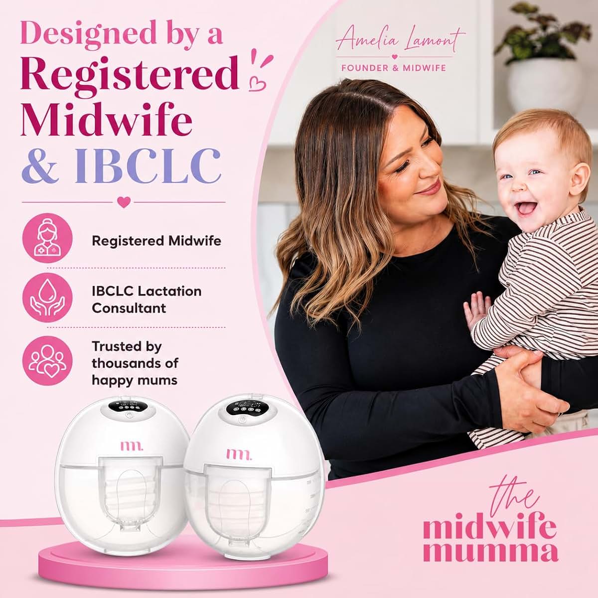 The Midwife Mumma Products The Midwife Mumma Wearable Breast Pump, 3 Flange Sizes, 180ml, 2-Pack (photo 2)