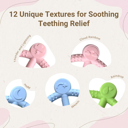 3-Pack Soft Silicone Baby Teether Chew Toys for Infants