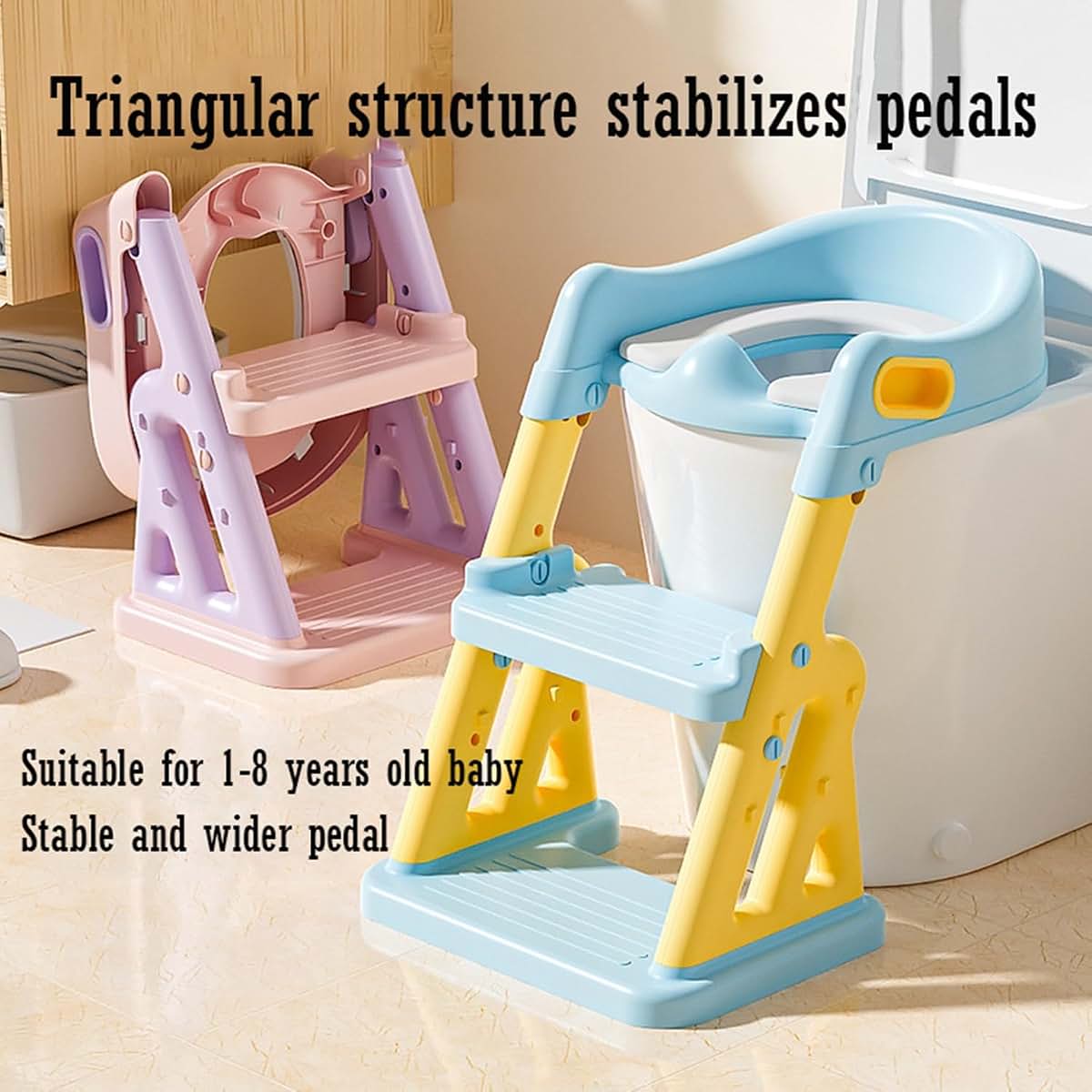 Kteli 2-in-1 Potty Training Seat and Toddler Step Stool in Pink (photo 2)