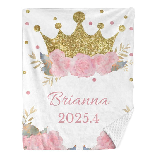 ZHOUSFK Personalized Baby Blanket for Girls Custom Baby Blanket with Name Elephant Floral Customized Baby Blanket Gifts