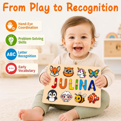 CSPGXQ Personalized Wooden Name Puzzle for Toddlers