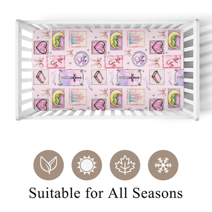 Wicbfdfv Pink Dragon Castle Fitted Crib Sheet for Standard Cribs (photo 2)