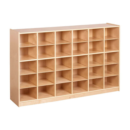Ecr4kids 30 Cubby Mobile Tray Storage Cabinet In Natural Wood