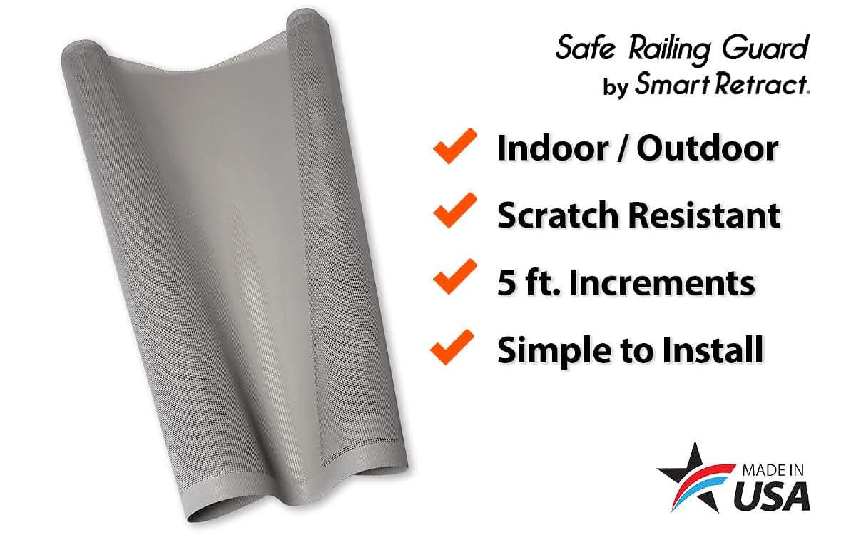 Smart Retract Safe Railing Guard Gray for Kids & Pets Safety on Stairs & Balconies (photo 2)