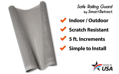 Smart Retract Safe Railing Guard Gray for Kids & Pets Safety on Stairs & Balconies (photo 2)