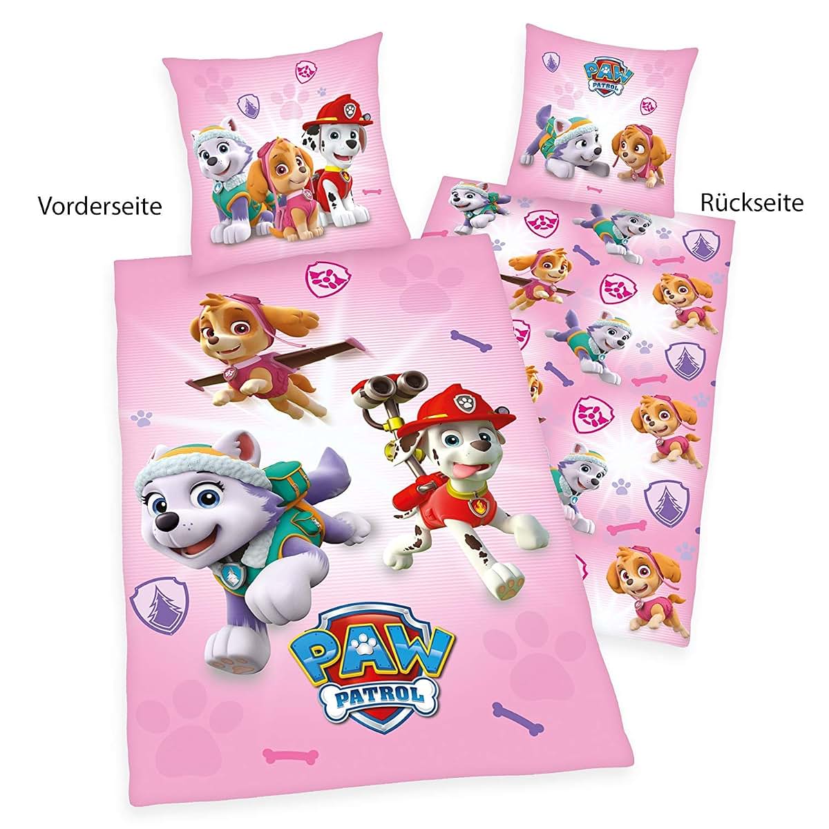 Herding Paw Patrol Bed Linen, Cotton, Pink, 200 x 135 x 0.2 cm