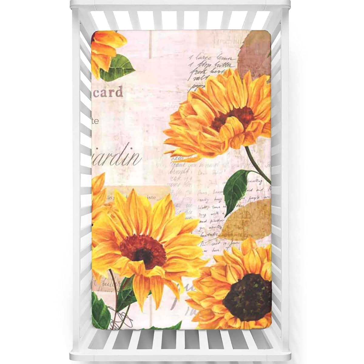 Xialenai Sunflower Themed Fitted Crib Sheet