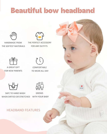Jollybows 40pcs 4 Inches Baby Girls Grosgrain Ribbon Hair Bows Headbands