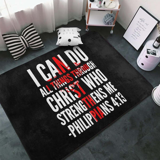 AMZJHGWEU I Can Do All Things Through Christ-Jesus Area Rug for Living Room Bedroom - Soft Non-Slip Low Pile Washable