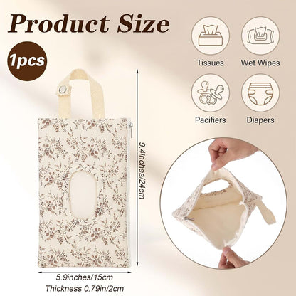 IANFAN Quilted Diaper Wipe Holder Floral Hanging Pouch (photo 2)