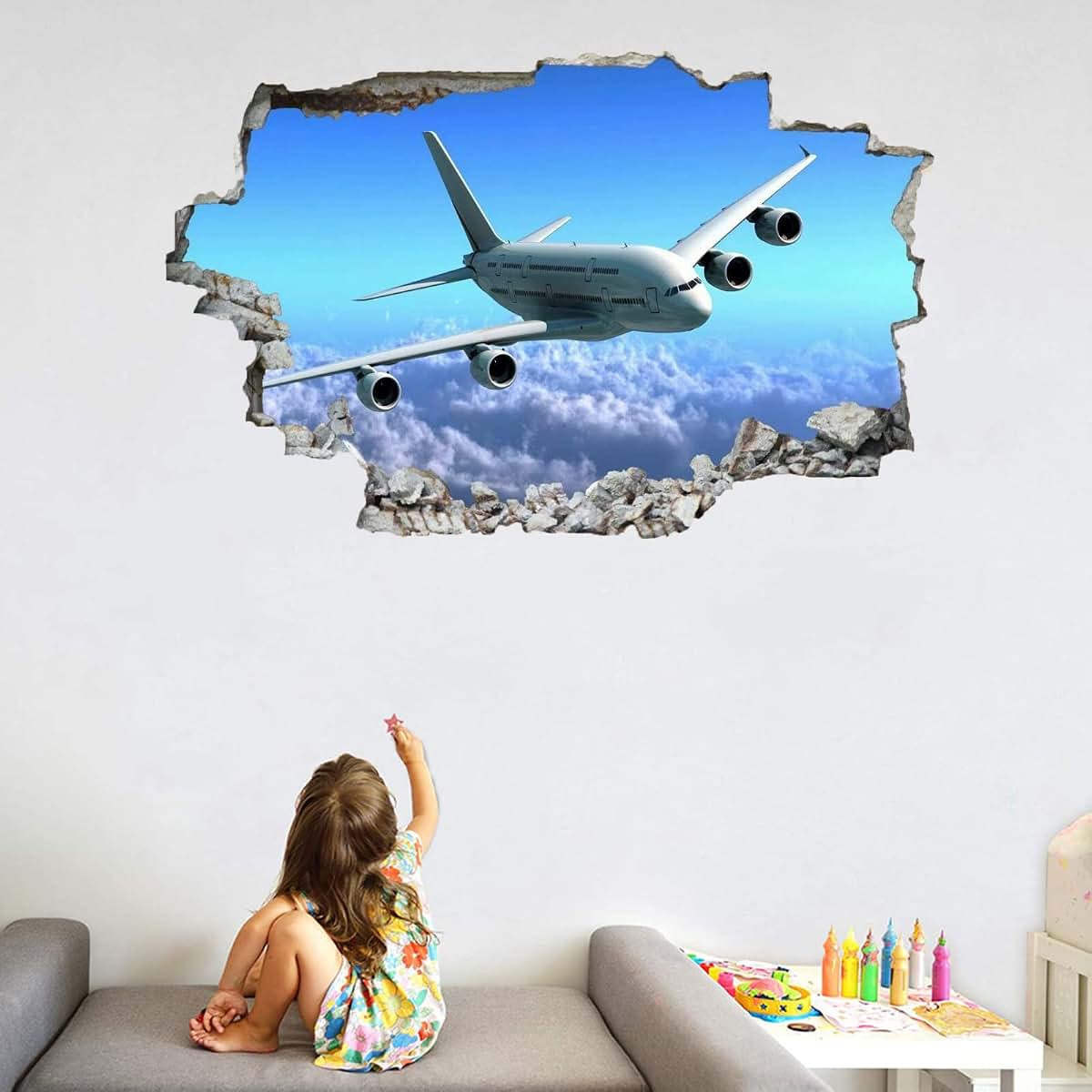 Kuletkear Sky 3D Plane Wall Decor Sticker Mural