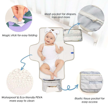 Waterproof Portable Diaper Changing Pad with Built-In Pillow