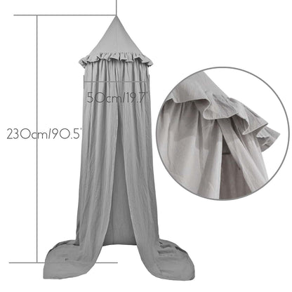 IBIZA VIBE MAMERIA Kids Bed Canopy with Frills Cotton Hanging Tent Curtain Net for Reading Nook Hideaway Bedding Play