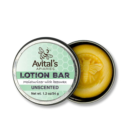 Avital's Apiaries Fragrance Free Beeswax Lotion Bar – Unscented Hand, Lip & Body Balm for Sensitive Skin – Shea, Mango