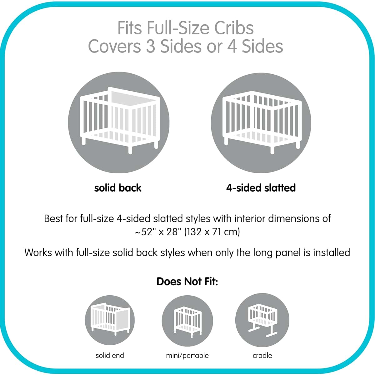 AirflowBaby Mesh Crib Liner for Full-Size Cribs, 2mm Lightweight Panels, Machine Washable, Gray