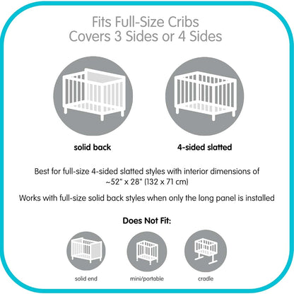 AirflowBaby Mesh Crib Liner for Full-Size Cribs, 2mm Lightweight Panels, Machine Washable, Gray
