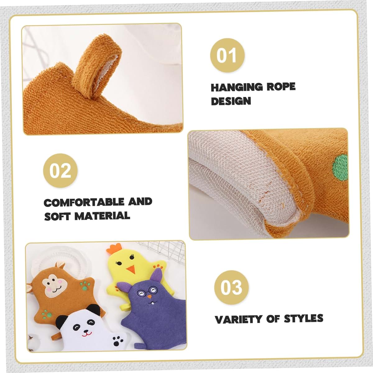 Joygoodta Cartoon Animal Baby Washcloths 4-Piece Set (photo 4)