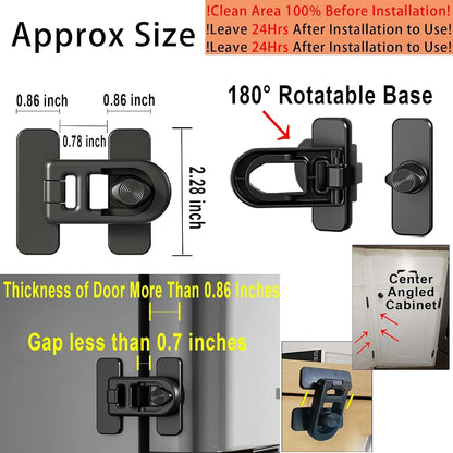 Bstsilver Child Safety Refrigerator Lock, 180° Swivel One-hand Lock