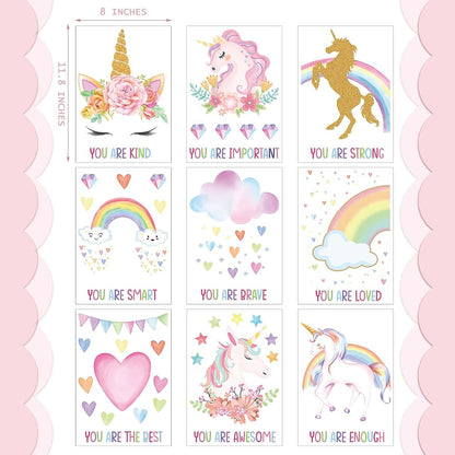 BabyOneStop Epakh 9 Piece Unicorn Wall Decals For Nursery Decor