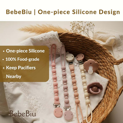 BebeBiu 2 Pack Silicone Pacifier Clips, One-Piece Design (photo 4)