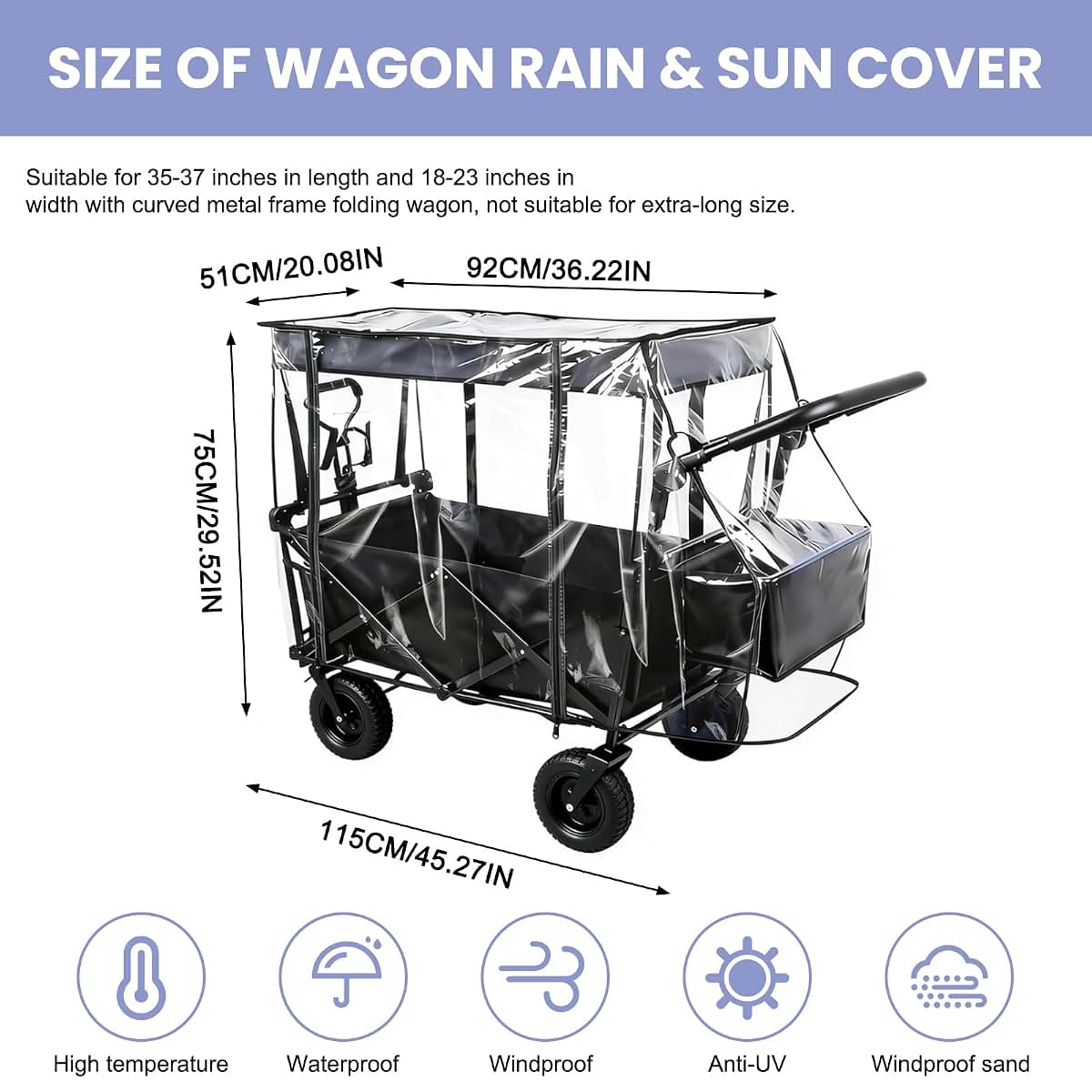 Winmist Glimpse Rain Cover for Folding Wagons with Transparent Panels
