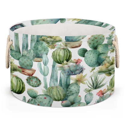 Gumuslen Watercolor Cactus Storage Basket Organizer for Nursery and Laundry