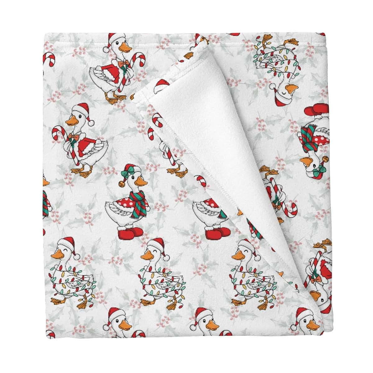 Cstdyfrv Funny Christmas Geese Santa Hat Baby Blanket