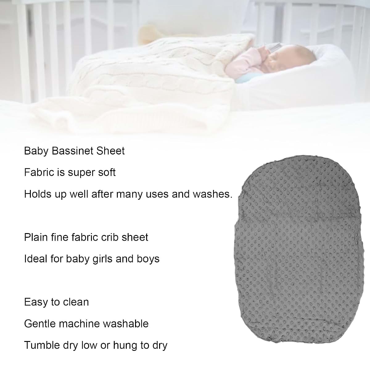 JAOCDOEN Bassinet Sheet Velvet Cradle Sheet Gray (photo 3)