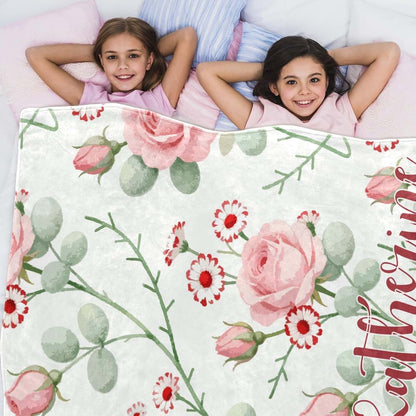 SBQMVGNZ Custom Funny Baby Blankets for Girls Boys Personalized Pink Floral Name Fleece Throw Blanket, Gifts for Baby (photo 4)