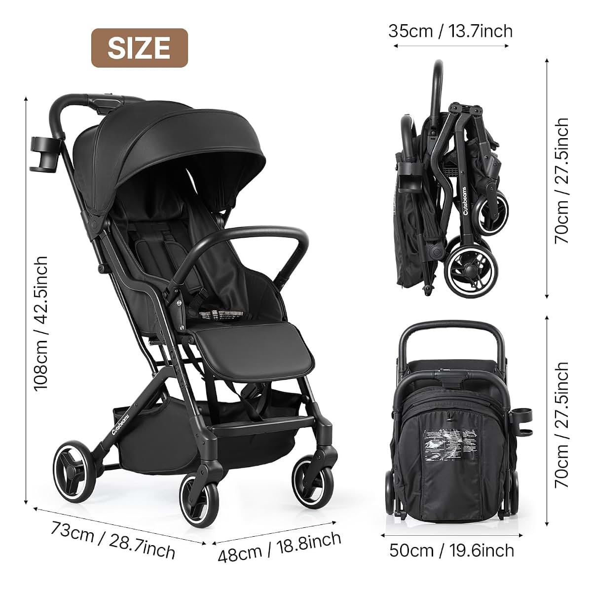 Cutebeams Compact Travel Stroller With One-Hand Fold And Adjustable Canopy (photo 2)