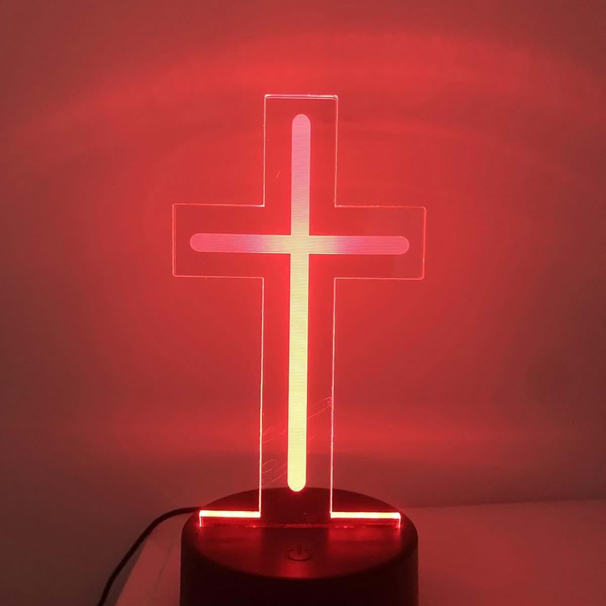 TIGDNP Christian Cross Night Light 3D Visible Acrylic Plate LED Lamp, Valentine's Day Cute Rabbit Animal Night Light (photo 2)