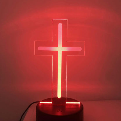 TIGDNP Christian Cross Night Light 3D Visible Acrylic Plate LED Lamp, Valentine's Day Cute Rabbit Animal Night Light (photo 2)