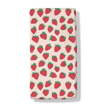 Pynnlts Watercolor Strawberries Fitted Crib Sheet