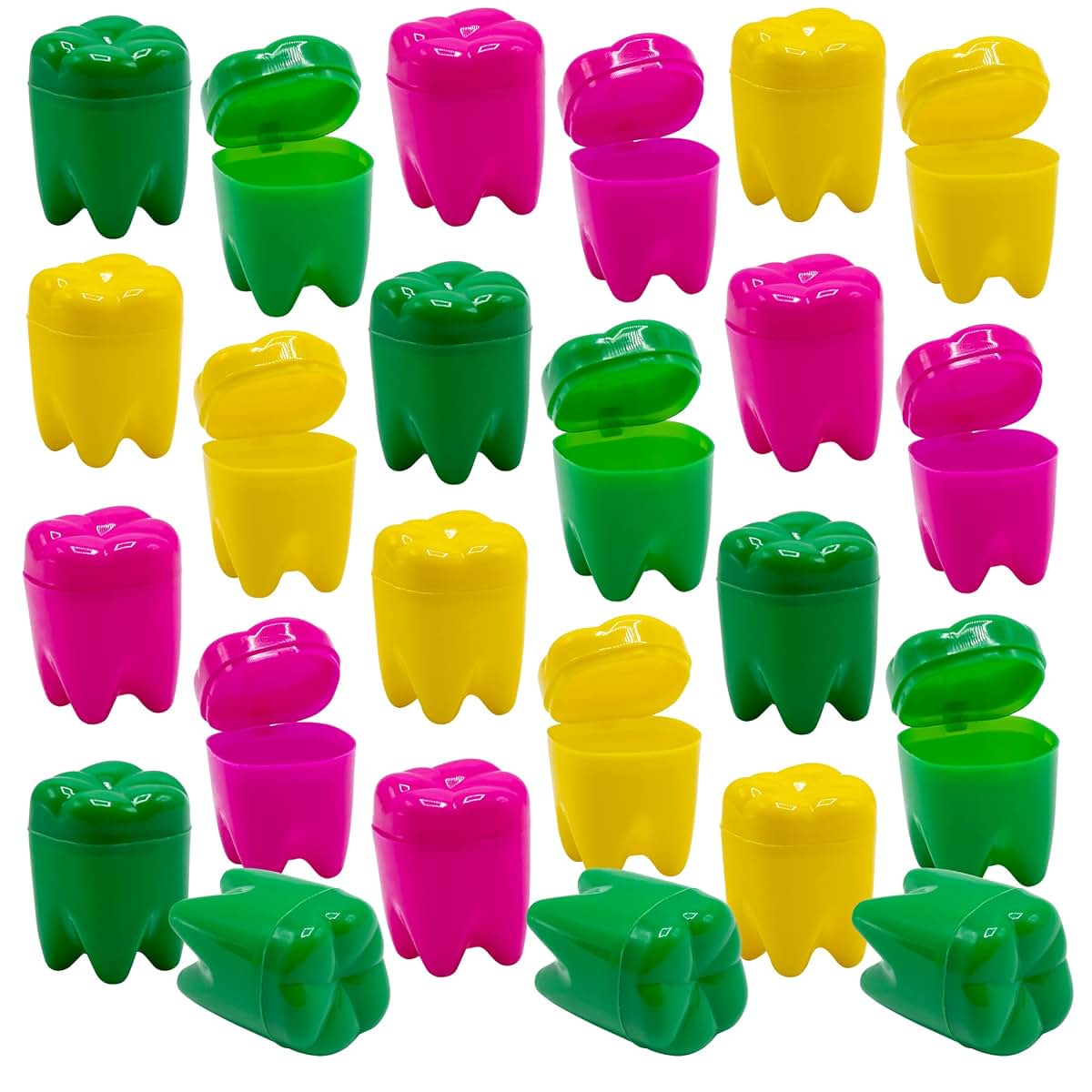 Srenta 1.25-Inch Neon Tooth Saver Cases for Kids, 72 Pack, Rainbow Colors