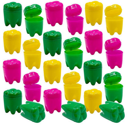 Srenta 1.25-Inch Neon Tooth Saver Cases for Kids, 72 Pack, Rainbow Colors