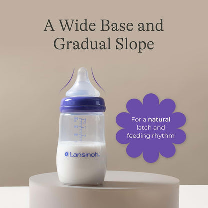 Lansinoh Anti-Colic Baby Bottles, 5 Ounce, 4 Count With Extra Slow Flow Nipples