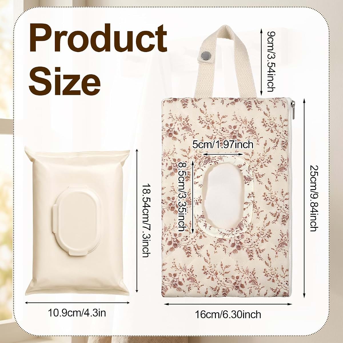 Geehua Quilted Baby Wipe Holder With Snap Handle In Floral