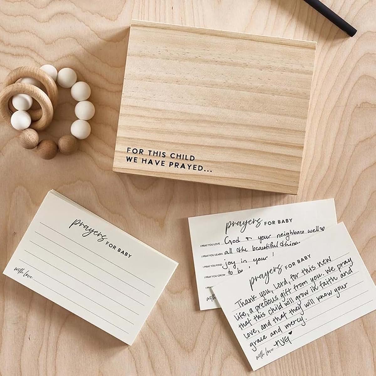 Stephan Baby Keepsake Box Pine Wood Memory Storage Case for Prayer Notes Gift 5.5" x 6.75", for This Child We Have (photo 2)
