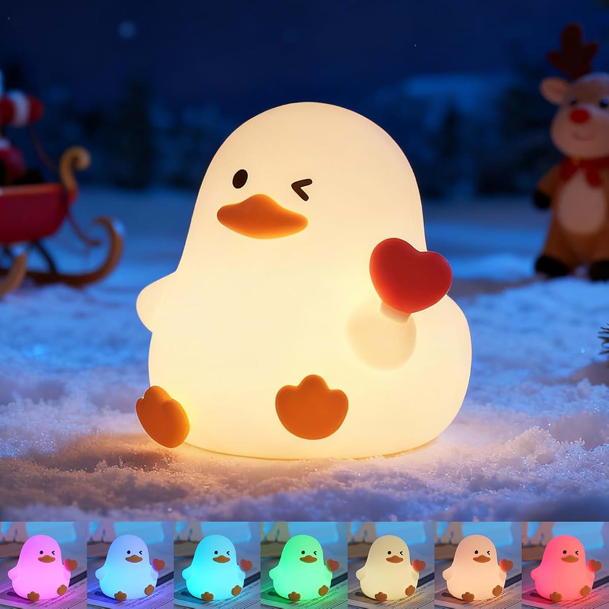 Love Duck Silicone Night Light for Kids Nursery Bedside Lamp