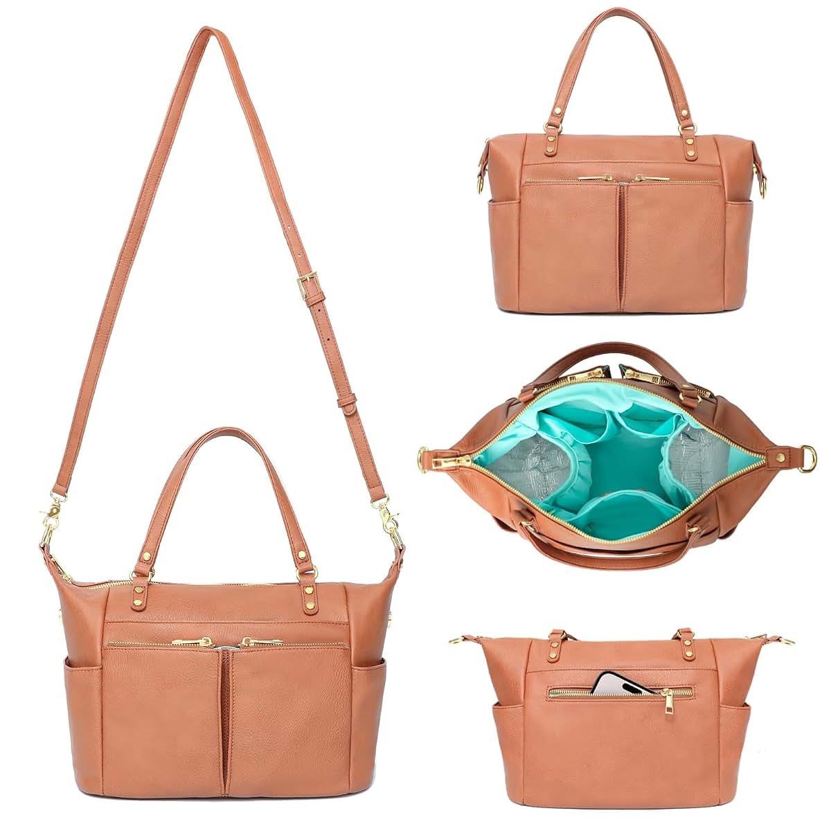 MOMINSIDE Small Diaper Bag Tote with 13 Pockets for Mom