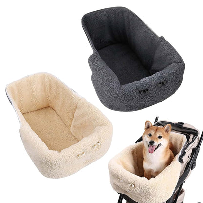 FACAILUO Machine Washable Pet Strollers Winter Cover Soft Fleece Interior Windproof Furry Design Cold Weather (photo 2)