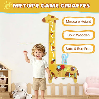 Brownroot Wooden Giraffe Growth Chart with 5-in-1 Sensory Activities