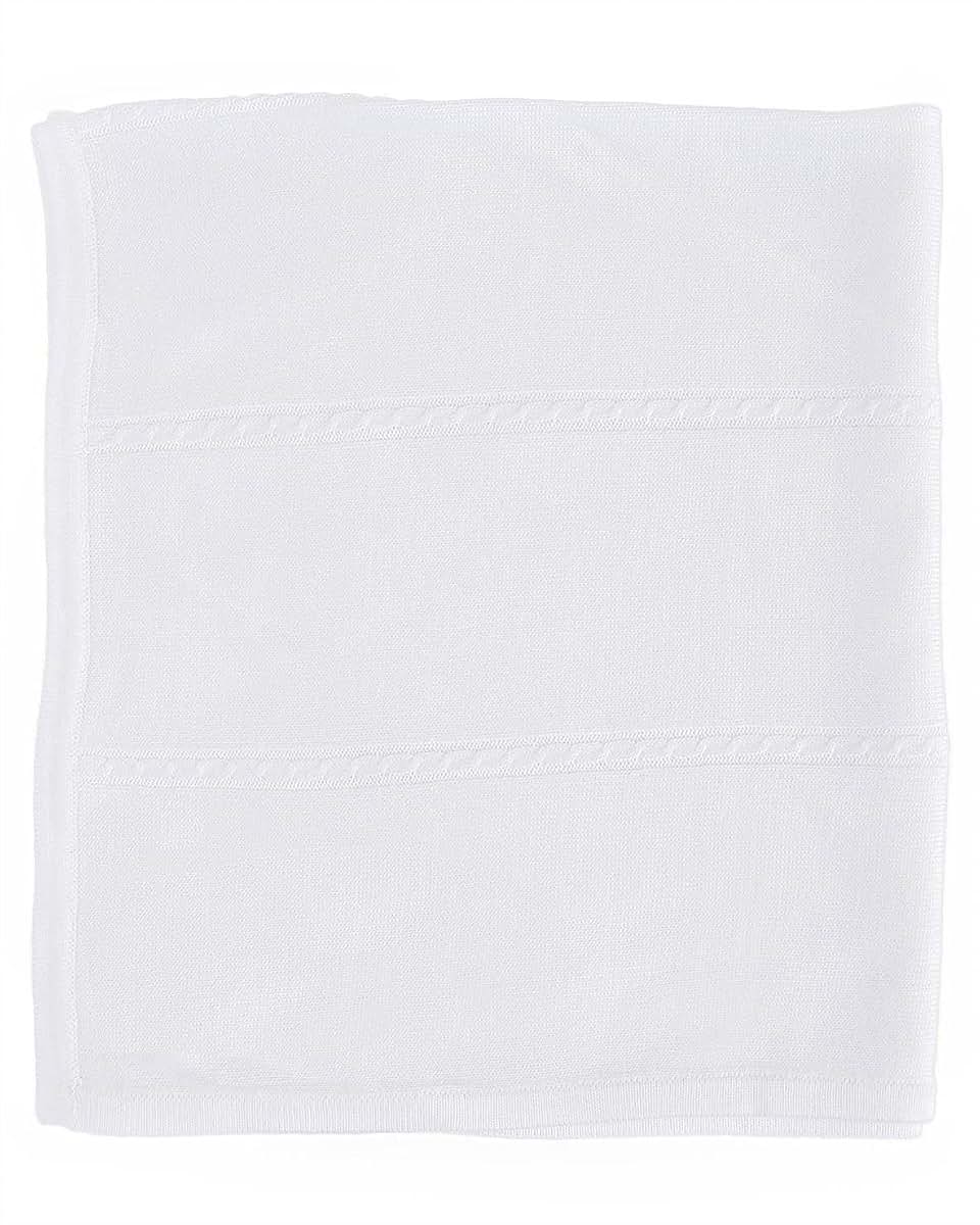 Christening Day Cable Knit Christening White Hand Crochet Cotton Shawl Blanket (photo 2)